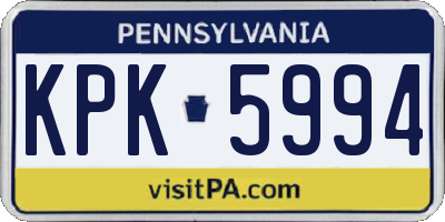 PA license plate KPK5994
