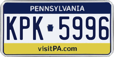 PA license plate KPK5996