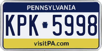 PA license plate KPK5998