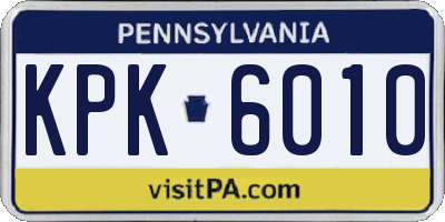 PA license plate KPK6010