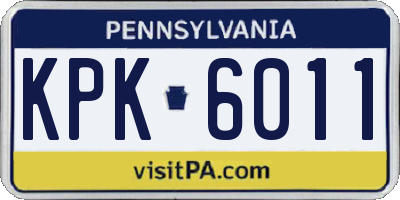 PA license plate KPK6011