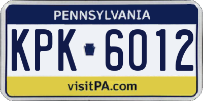 PA license plate KPK6012