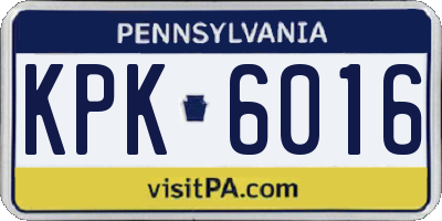 PA license plate KPK6016