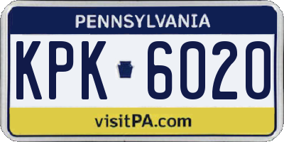 PA license plate KPK6020