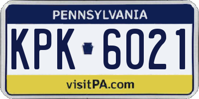 PA license plate KPK6021