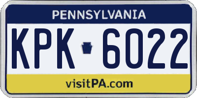 PA license plate KPK6022