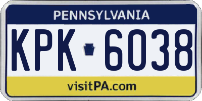 PA license plate KPK6038
