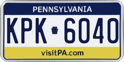 PA license plate KPK6040