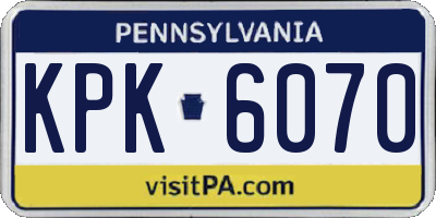 PA license plate KPK6070