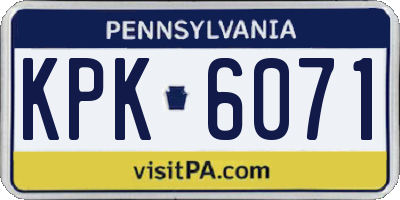 PA license plate KPK6071