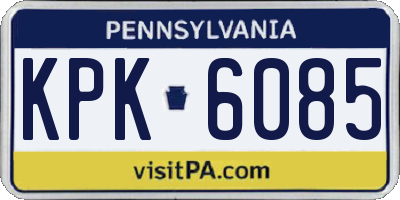 PA license plate KPK6085