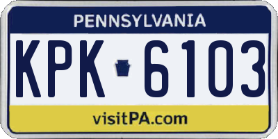 PA license plate KPK6103