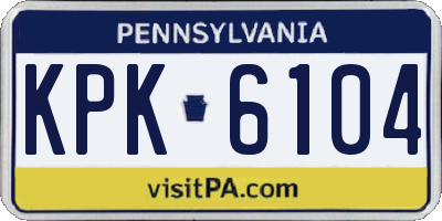 PA license plate KPK6104