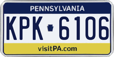 PA license plate KPK6106