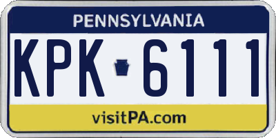 PA license plate KPK6111