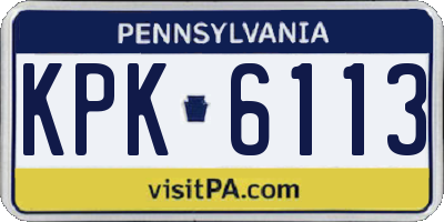 PA license plate KPK6113