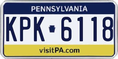 PA license plate KPK6118