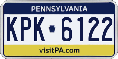 PA license plate KPK6122