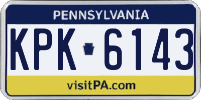 PA license plate KPK6143