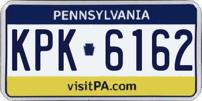 PA license plate KPK6162