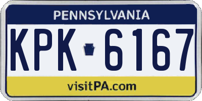 PA license plate KPK6167