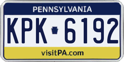 PA license plate KPK6192