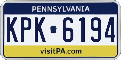 PA license plate KPK6194
