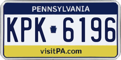 PA license plate KPK6196