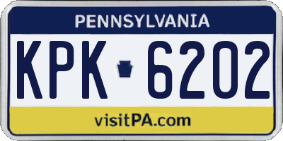 PA license plate KPK6202