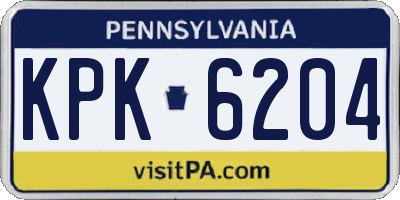 PA license plate KPK6204