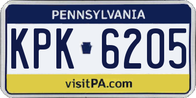PA license plate KPK6205