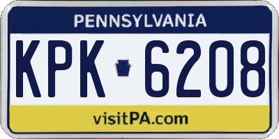 PA license plate KPK6208