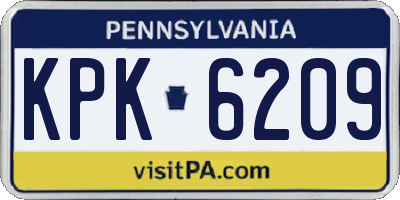 PA license plate KPK6209
