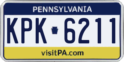 PA license plate KPK6211