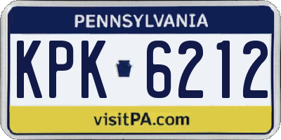 PA license plate KPK6212