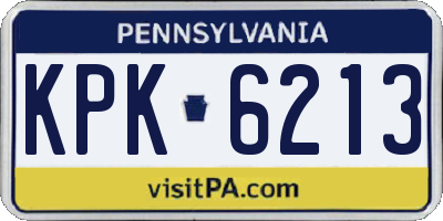 PA license plate KPK6213