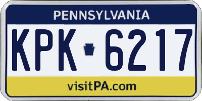 PA license plate KPK6217