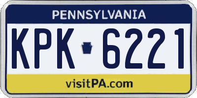 PA license plate KPK6221