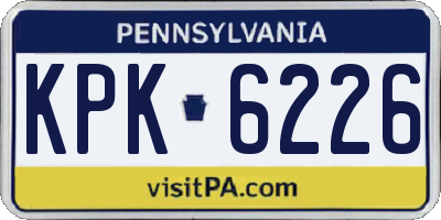 PA license plate KPK6226