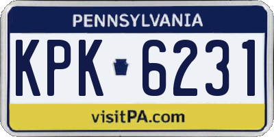 PA license plate KPK6231