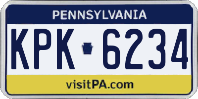 PA license plate KPK6234