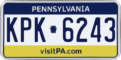 PA license plate KPK6243