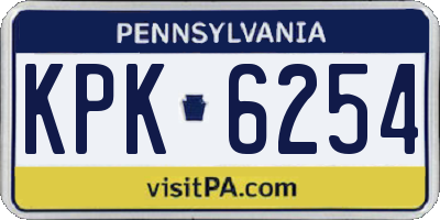 PA license plate KPK6254