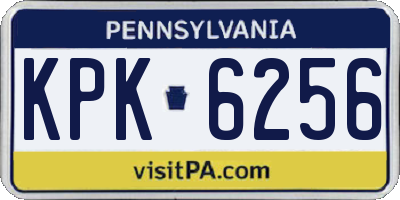 PA license plate KPK6256
