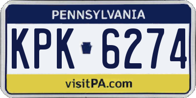 PA license plate KPK6274