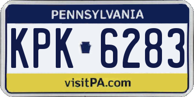 PA license plate KPK6283