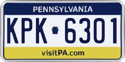 PA license plate KPK6301