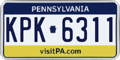 PA license plate KPK6311