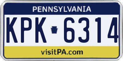PA license plate KPK6314