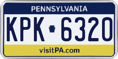 PA license plate KPK6320